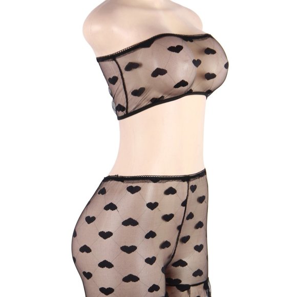 Perspective High Waist Black Lace Top & Short Set Fits Sizes 8-10 (M-L) NWT - Picture 4 of 11